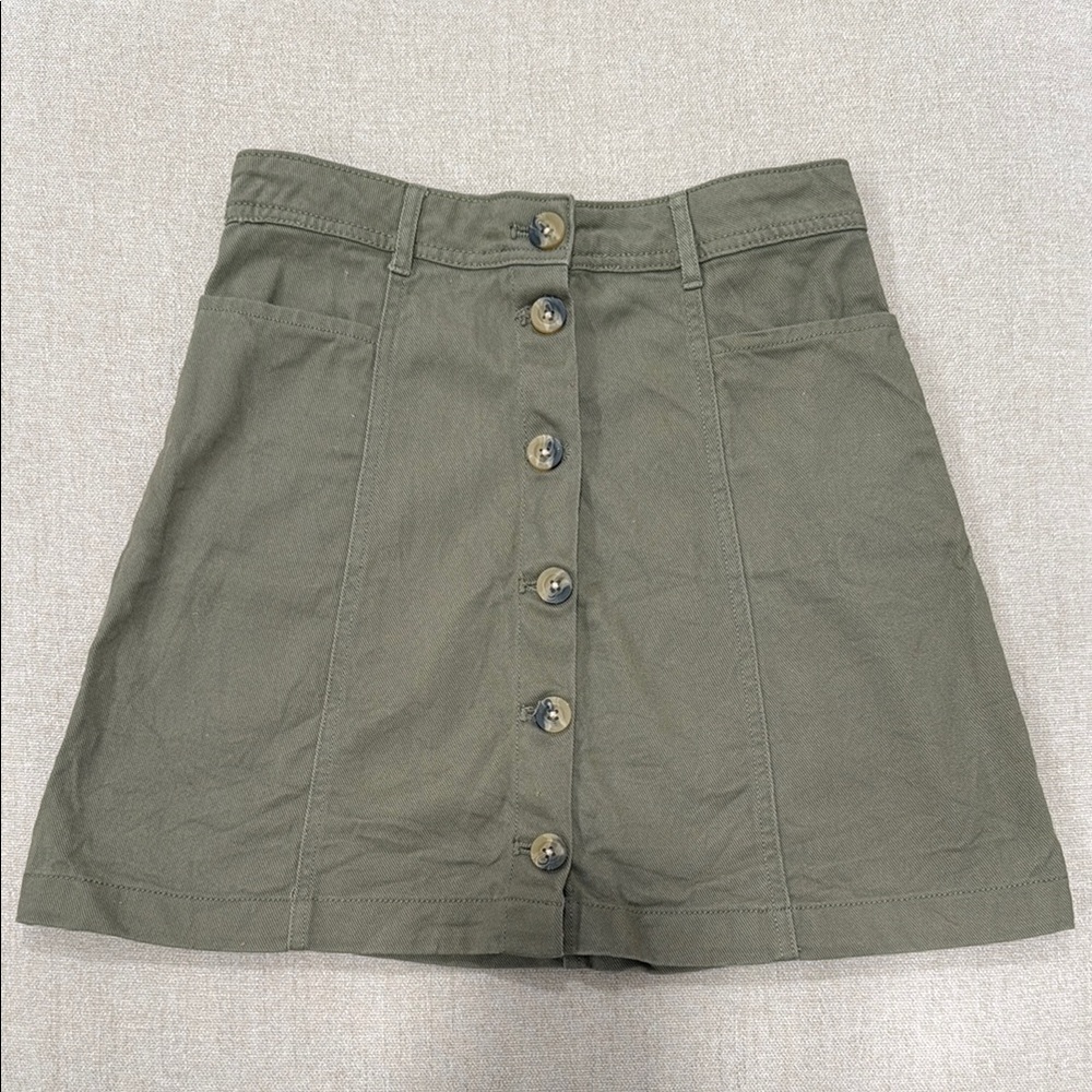 Divided Khaki Button-Up Mini Skirt